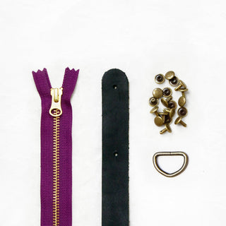 Fremont Tote - Black Leather + Hardware Kit - FRE - LH - BLA - AB - PLUM - Leather + Hardware Kit - Klum House