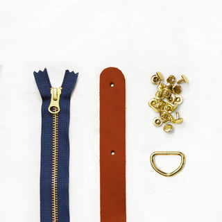 Fremont Tote - Chestnut Leather + Hardware Kit - FRE - LH - CHEST - BRA - NAVY - Leather + Hardware Kit - Klum House