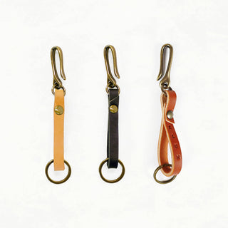 Leather Keychain Kit - KEY - TAN - BRASS - Quick Makes - Klum House