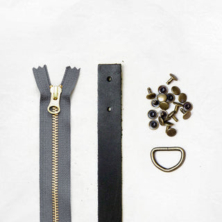 Oberlin Tote - Black Leather + Hardware Kit - OBE - LH - BLA - AB - GRAY - Leather + Hardware Kit - Klum House