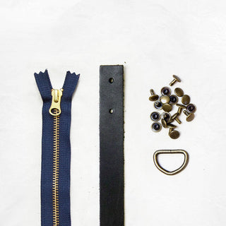 Oberlin Tote - Black Leather + Hardware Kit - OBE - LH - BLA - AB - NAVY - Leather + Hardware Kit - Klum House