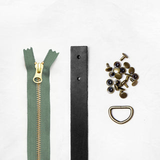 Oberlin Tote - Black Leather + Hardware Kit - OBE - LH - BLA - AB - SAGE - Leather + Hardware Kit - Klum House