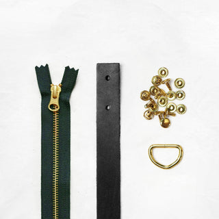 Oberlin Tote - Black Leather + Hardware Kit - OBE - LH - BLA - BRA - SPRUCE - Leather + Hardware Kit - Klum House