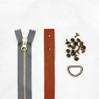 Oberlin Tote - Chestnut Leather + Hardware Kit - OBE - LH - CHEST - AB - GRAY - Leather + Hardware Kit - Klum House