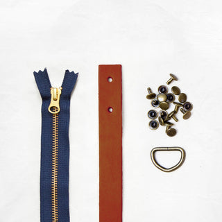 Oberlin Tote - Chestnut Leather + Hardware Kit - OBE - LH - CHEST - AB - NAVY - Leather + Hardware Kit - Klum House