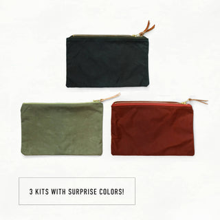 Waxed Canvas Zipper Pouch Kits - Grab Bag! - WC - POUCH - GRAB - Quick Makes - Klum House