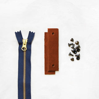 Woodland - Chestnut Leather + Hardware Kit - WOOD - LH - CHEST - NAVY - AB - Leather + Hardware Kit - Klum House