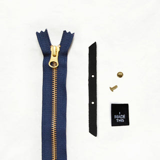 Zipper Pouch - Black Leather + Hardware Kit - ZIPPO - LH - BLA - AB - NAVY - Leather + Hardware Kit - Klum House