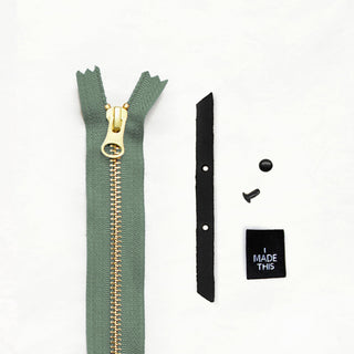 Zipper Pouch - Black Leather + Hardware Kit - ZIPPO - LH - BLA - BLA - SAGE - Leather + Hardware Kit - Klum House