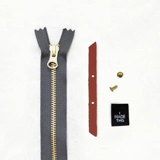 Zipper Pouch - Chestnut Leather + Hardware Kit - ZIPPO - LH - CHEST - AB - GRAY - Leather + Hardware Kit - Klum House