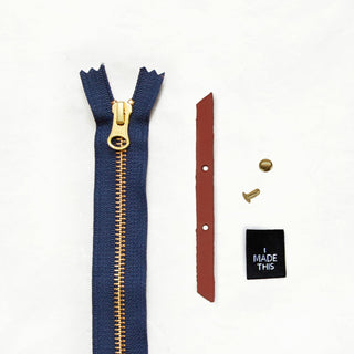 Zipper Pouch - Chestnut Leather + Hardware Kit - ZIPPO - LH - CHEST - AB - NAVY - Leather + Hardware Kit - Klum House