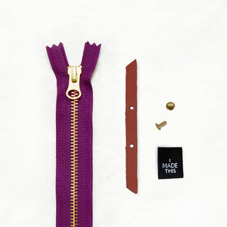 Zipper Pouch - Chestnut Leather + Hardware Kit - ZIPPO - LH - CHEST - AB - PLUM - Leather + Hardware Kit - Klum House