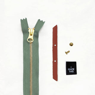 Zipper Pouch - Chestnut Leather + Hardware Kit - ZIPPO - LH - CHEST - AB - SAGE - Leather + Hardware Kit - Klum House