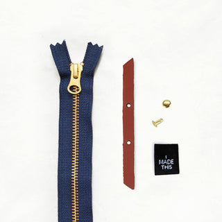 Zipper Pouch - Chestnut Leather + Hardware Kit - ZIPPO - LH - CHEST - BRA - NAVY - Leather + Hardware Kit - Klum House