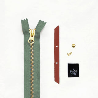 Zipper Pouch - Chestnut Leather + Hardware Kit - ZIPPO - LH - CHEST - BRA - SAGE - Leather + Hardware Kit - Klum House