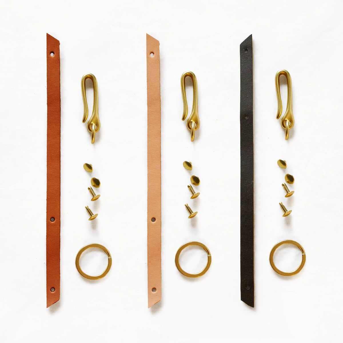 Mixed Leather Pack of 3 + Brass